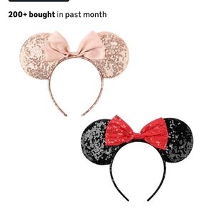 Sequin Glitter Mouse Ear Headbands with Bows Perfect For DISNEY WORLD